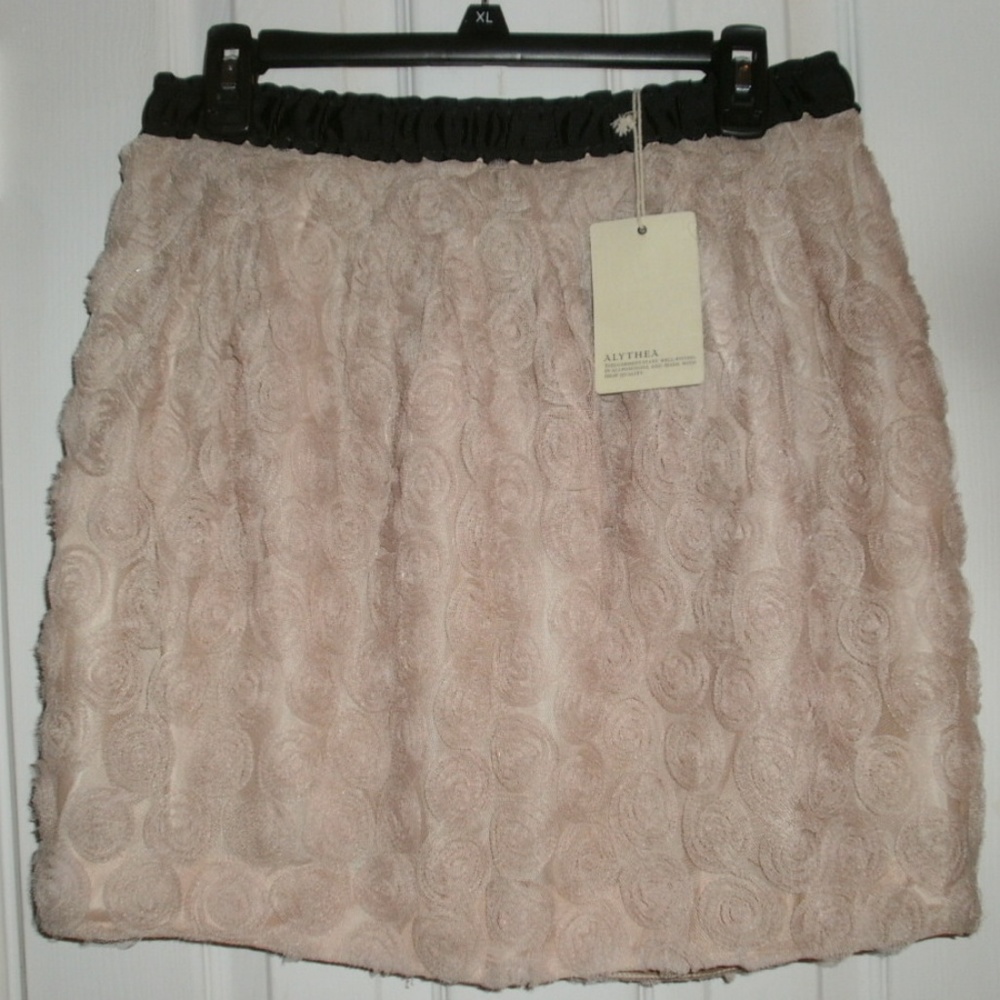 NEW ALYTHEA sz L ECRU Tulle Mini Skirt